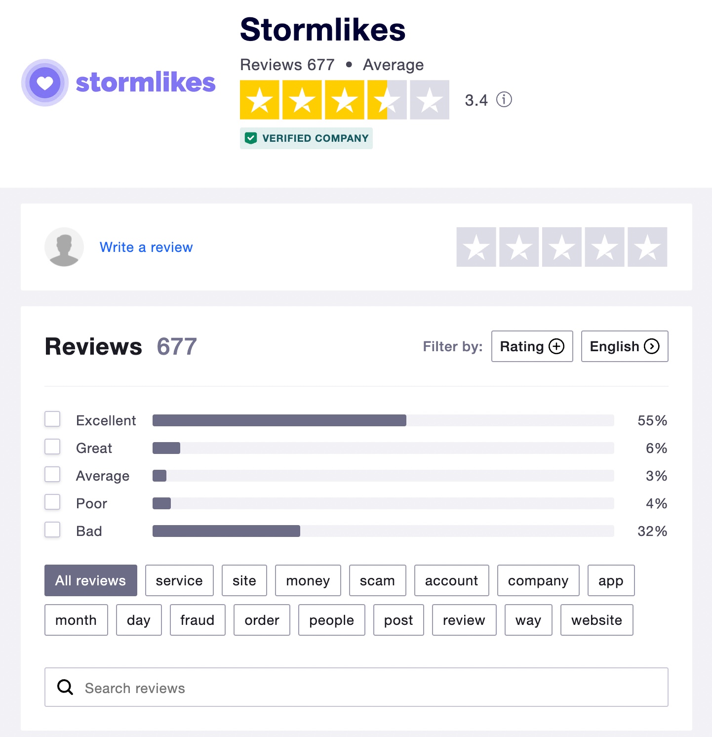 stormlikes trustpilot summary
