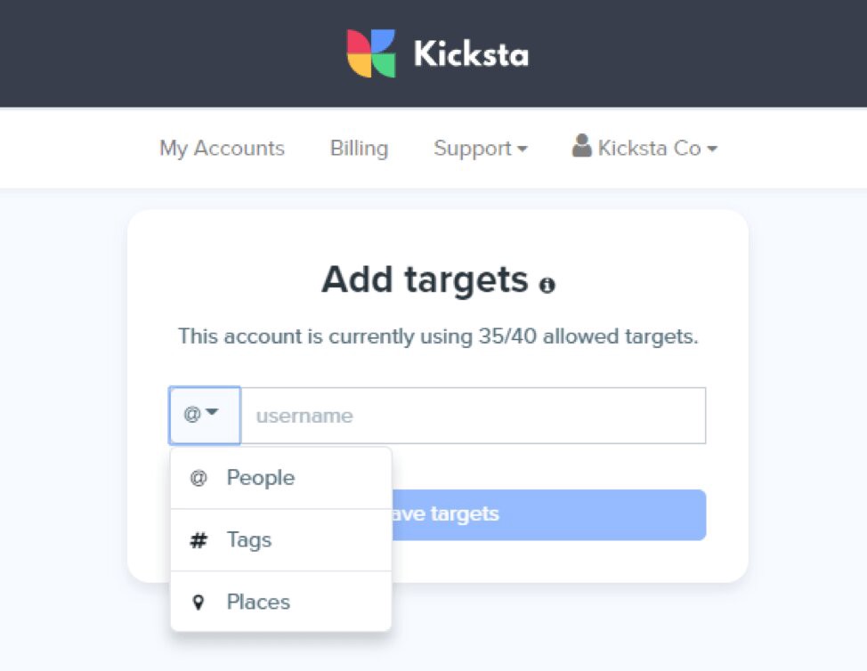 kicksta account targeting