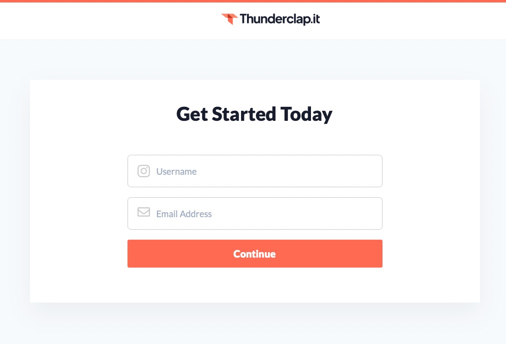 thunderclap sign up page