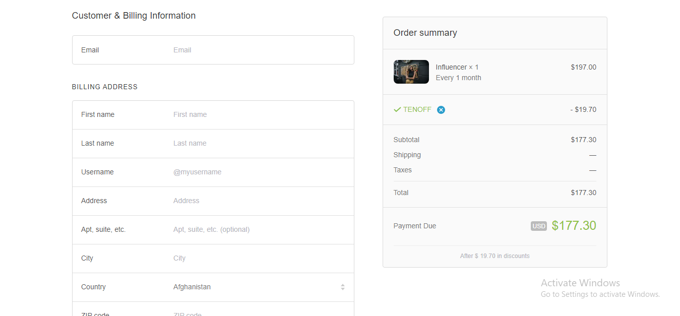 Trusy Social Checkout Page