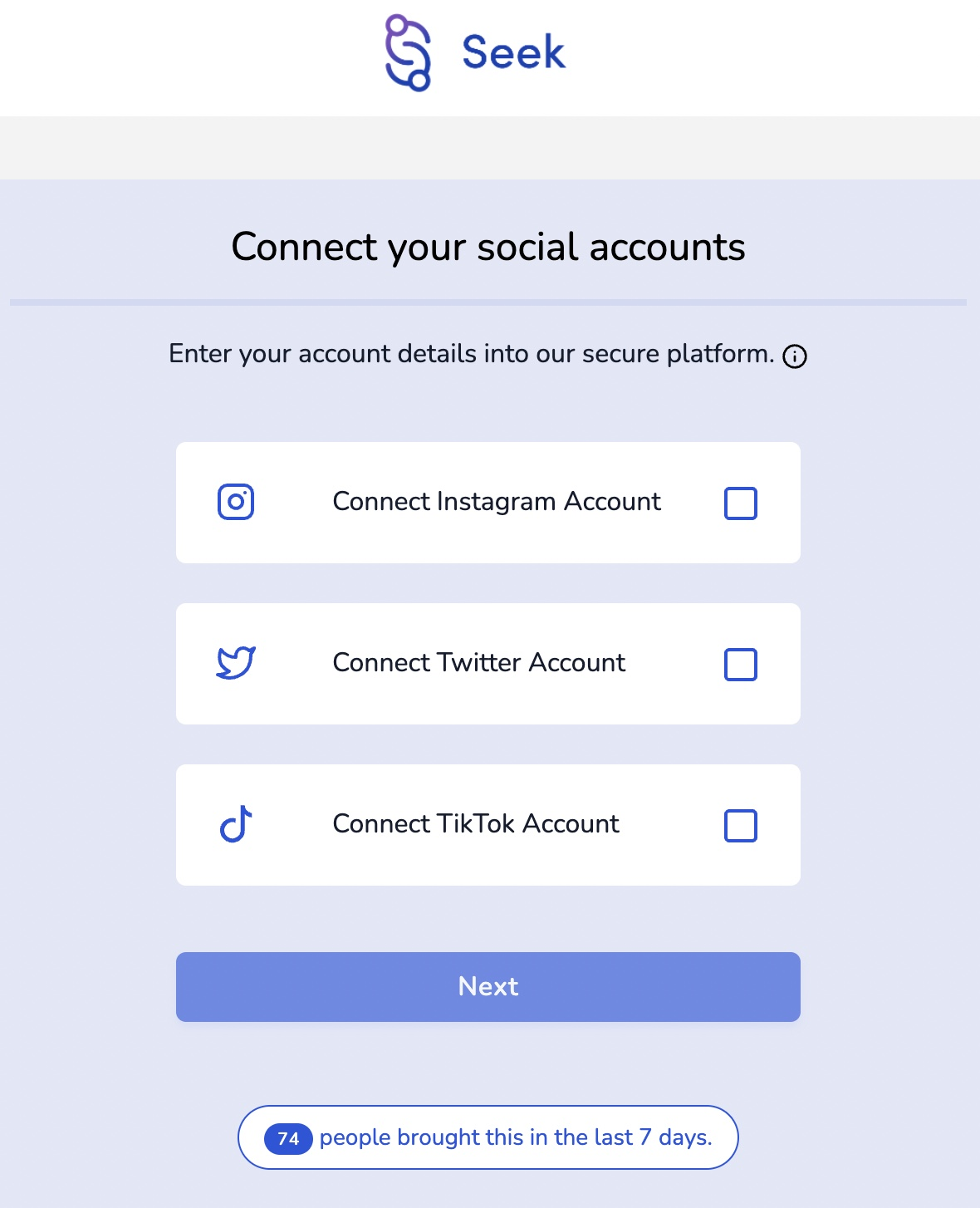 seek socially connect accounts