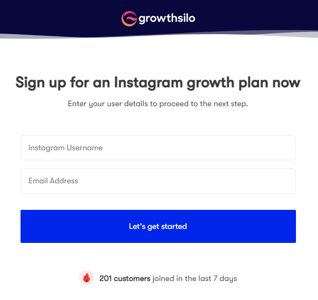Growthsilo Sign Up Page