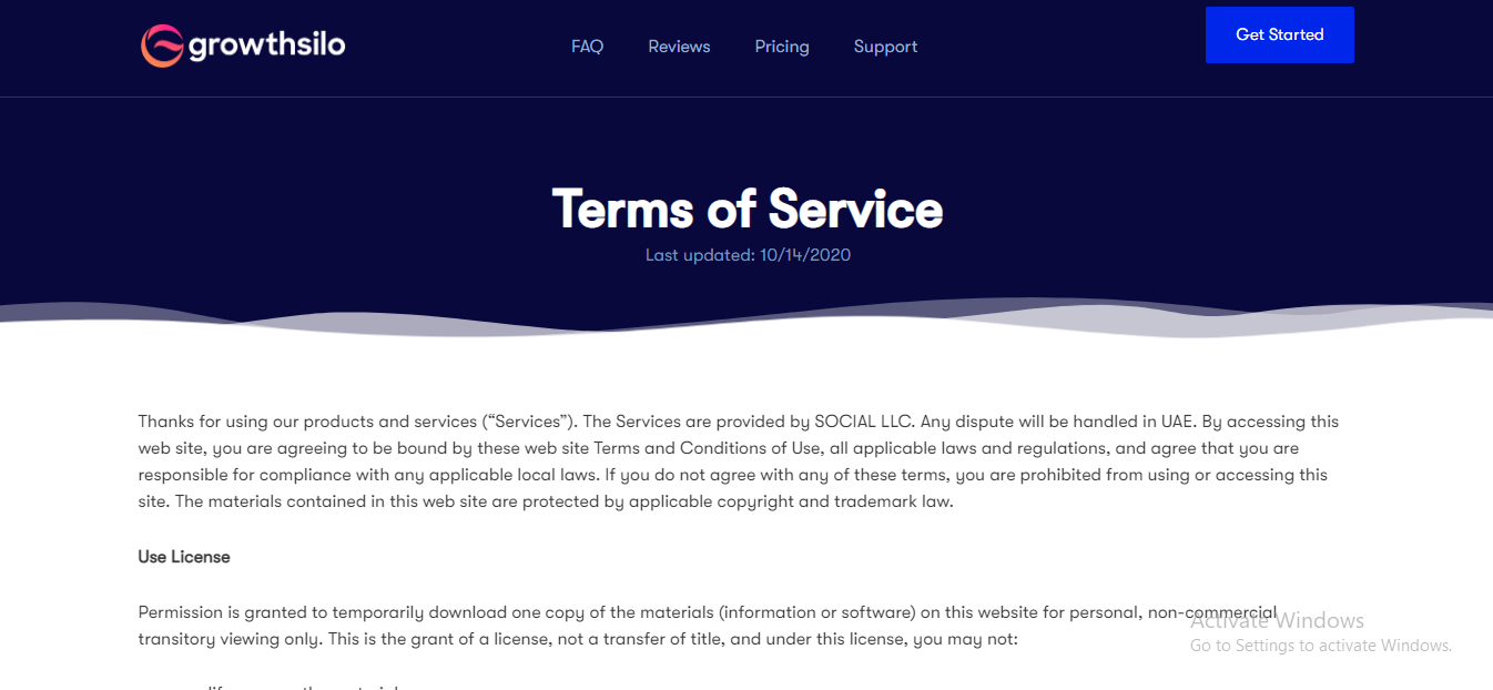 Growthsilo Terms of Service