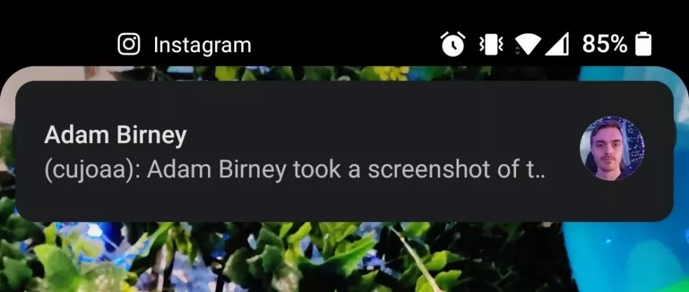 notification of screenshot